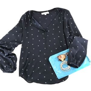 Navy floral blouse